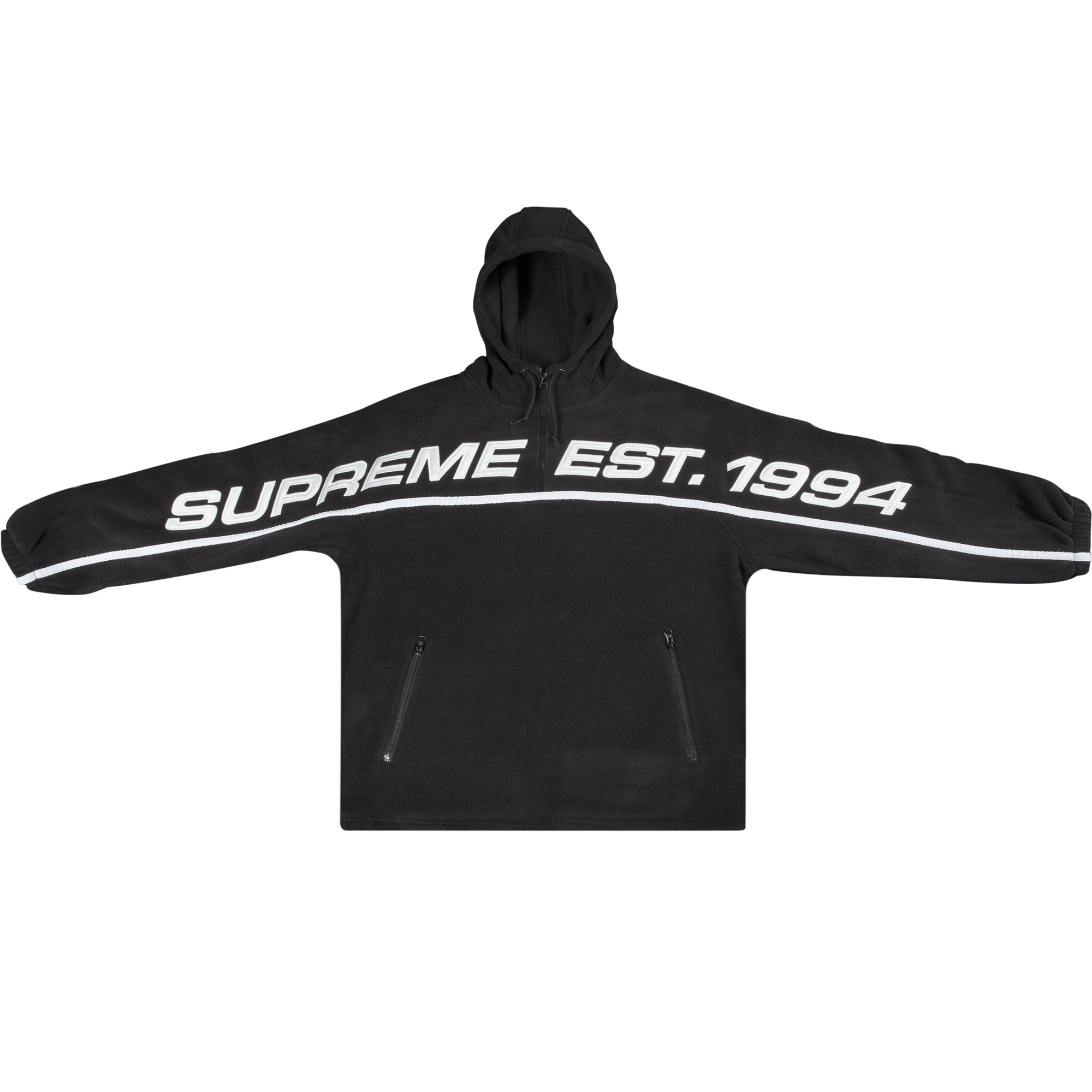 Supreme Polartec Half Zip Hooded Sweatshirt 'Black'