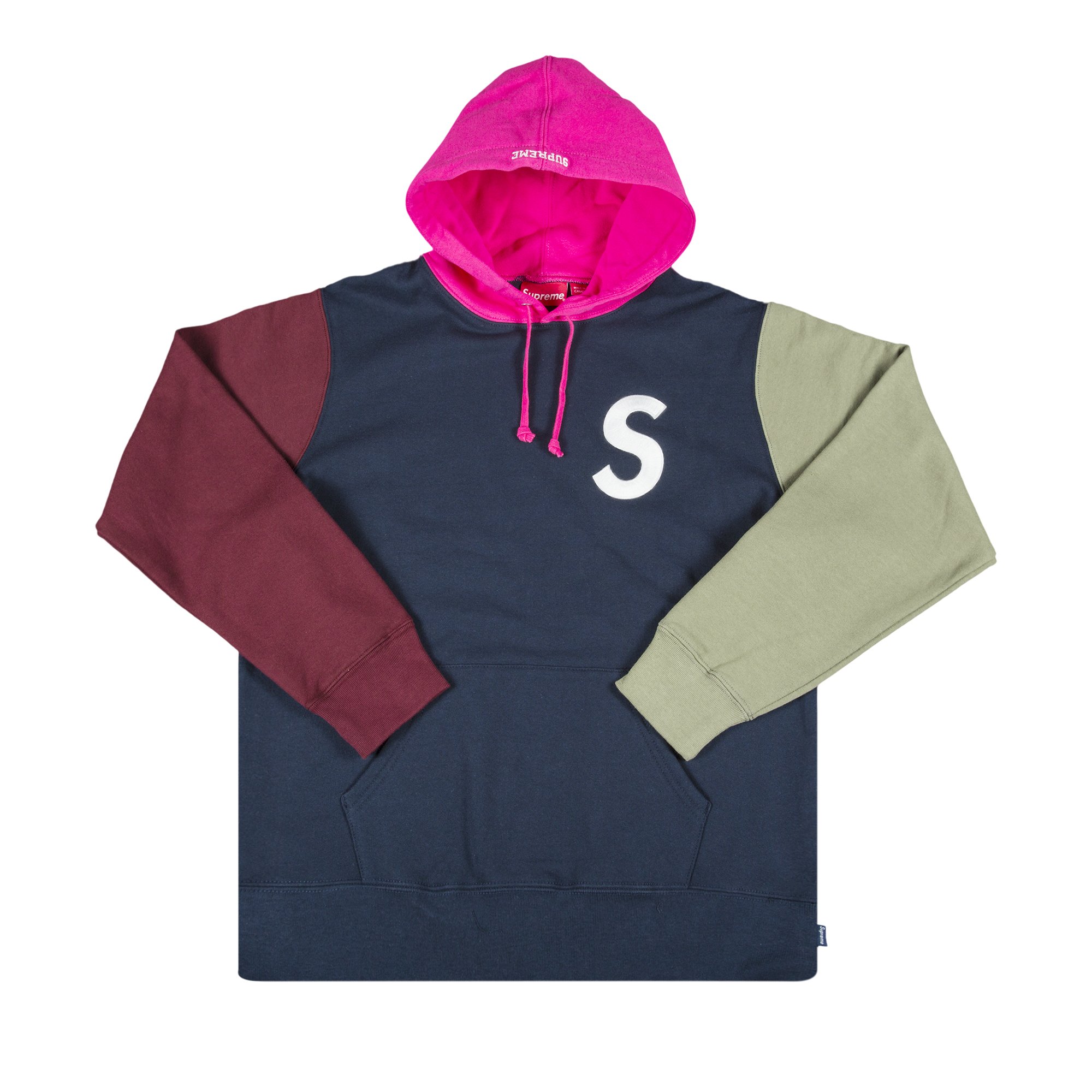 Supreme S Logo Colorblocked Hooded Sweatshirt 'Navy'