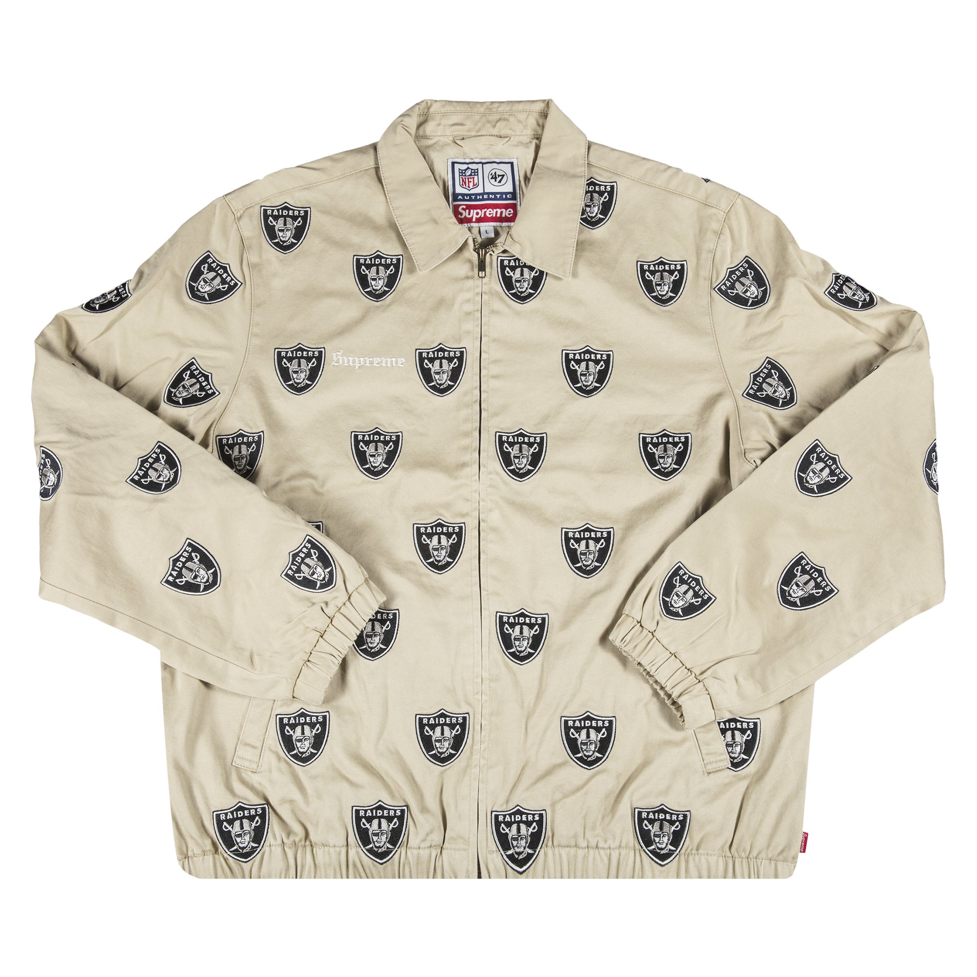 Buy Supreme x NFL Raiders '47 Embroidered Harrington Jacket 'Khaki
