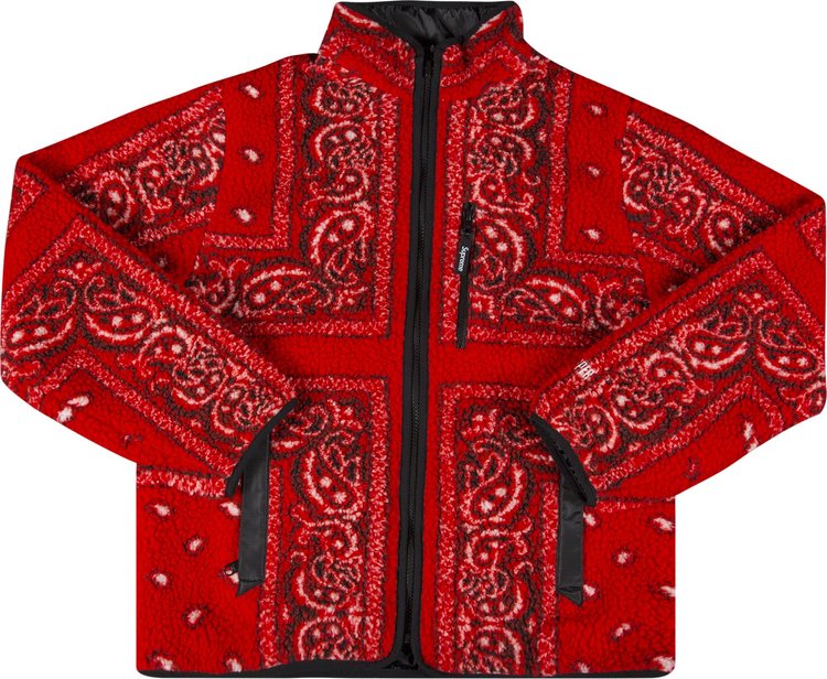 Supreme Reversible Bandana Fleece Jacket 'Red'