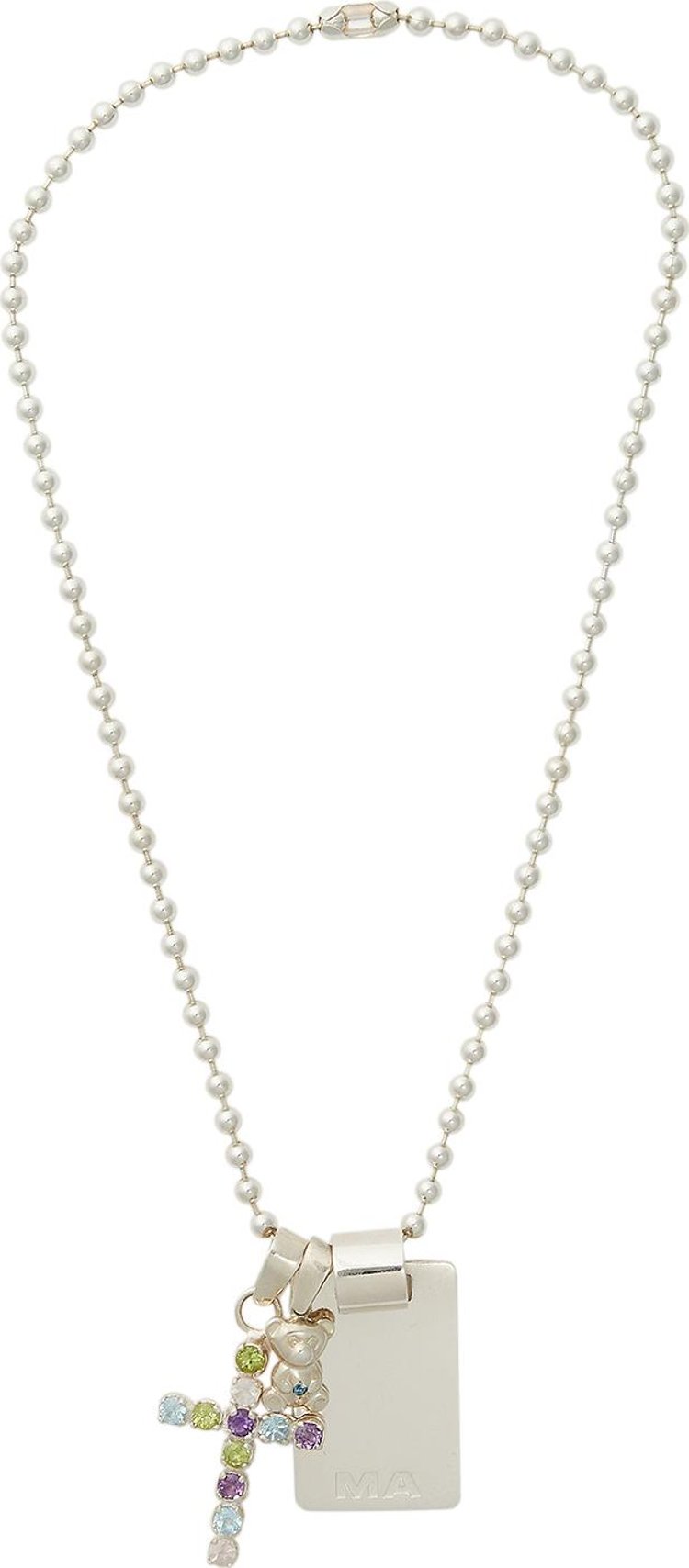 GOAT Exclusive Martine Ali Multi Stone Teddy Tag Necklace In Silver