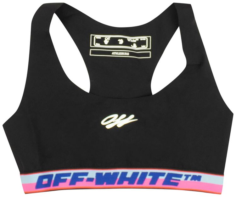 Off White Logo Stripe Cropped Top Black
