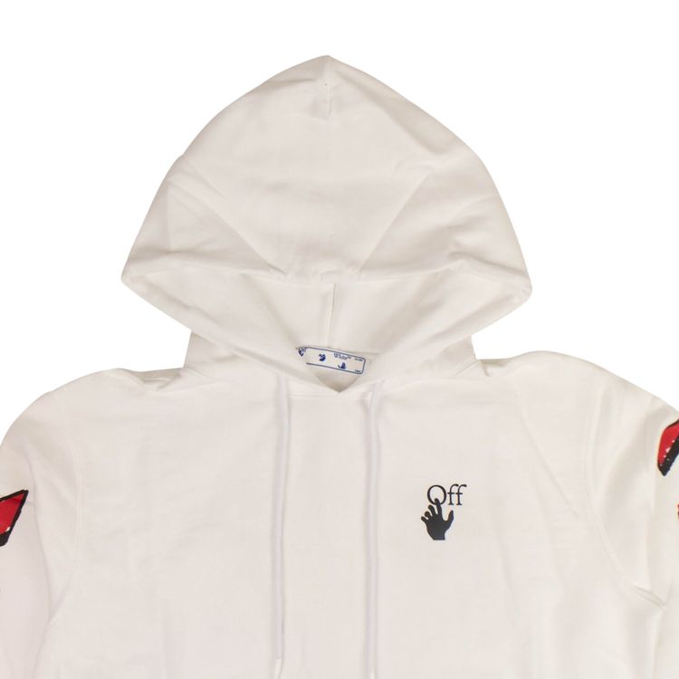 Off White Marker Slim Hoodie WhiteRed