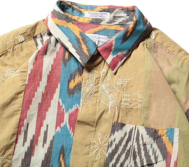 Engineered Garments Patchwork Stripe Longline Shirt Multicolor