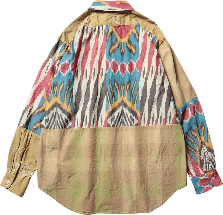 Engineered Garments Patchwork Stripe Longline Shirt Multicolor