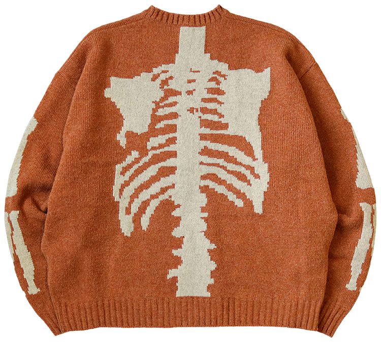 Kapital 5G Wool Knit Bone Crew Sweater Orange