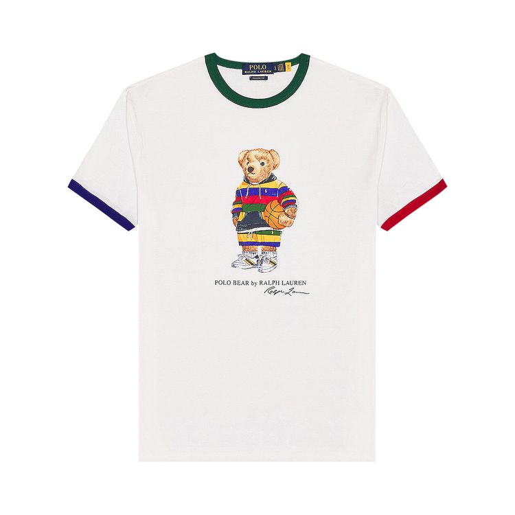 Polo Ralph Lauren Short Sleeve Contrast Polo Bear Crewneck T Shirt WhiteMulticolor
