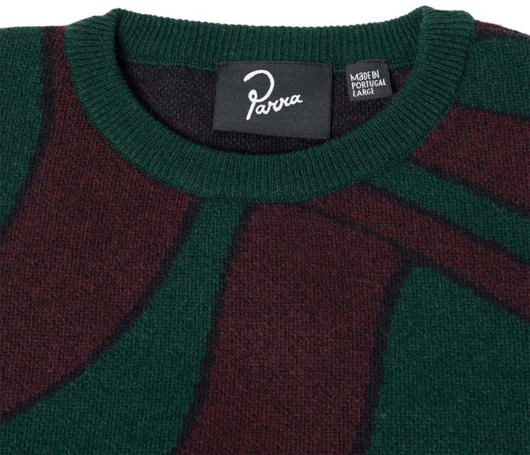 Parra Distorted Waves Knitted Pullover Pine Green