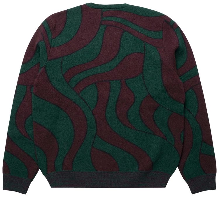 Parra Distorted Waves Knitted Pullover Pine Green