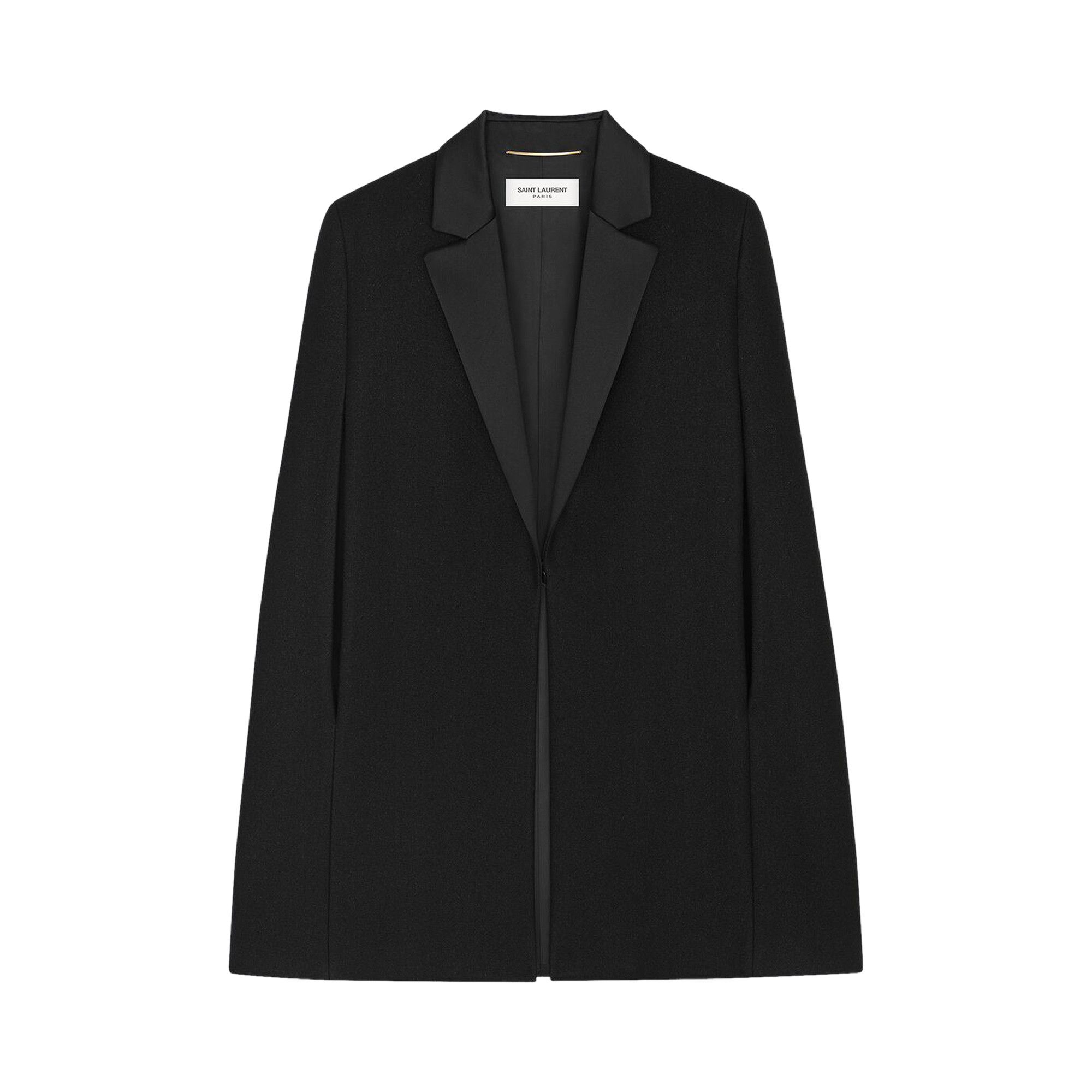 Buy Saint Laurent Wool Blend Tuxedo Cape 'Black' - 714820