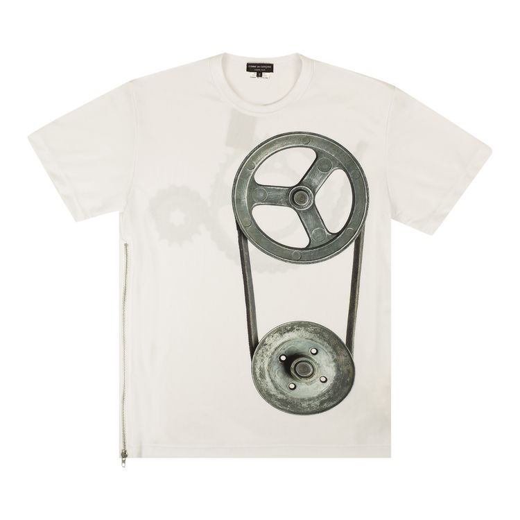 Comme des Garcons Side Zip Graphic Print T Shirt White