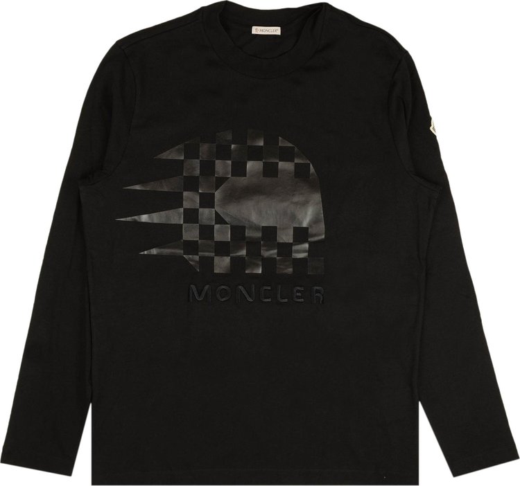 Moncler Check Logo Long-Sleeve T-Shirt 'Black'