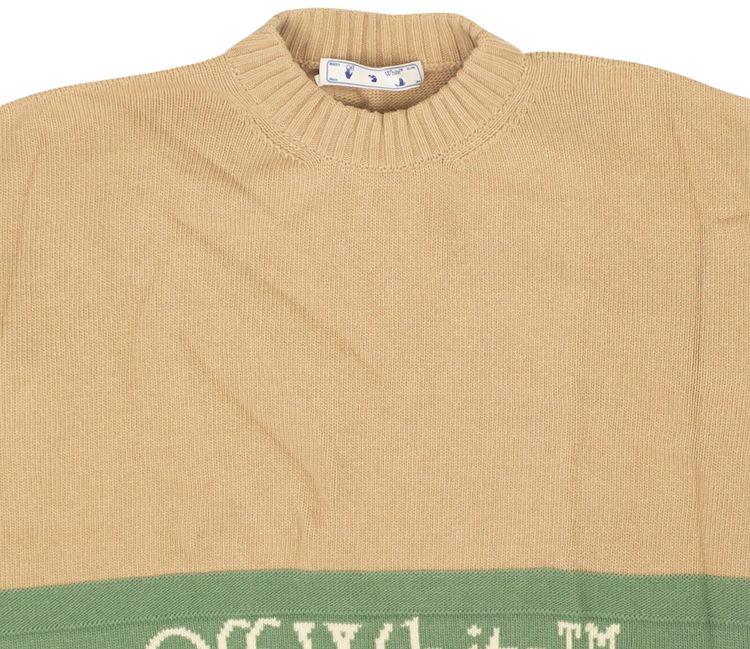 Off White Block Wool Crewneck BeigeGreenBlack
