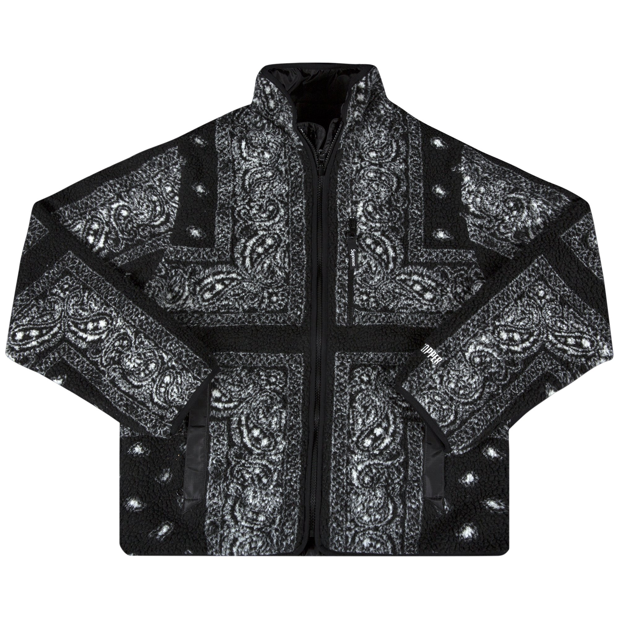 Supreme Reversible Bandana Fleece Jacket 'Black' | GOAT