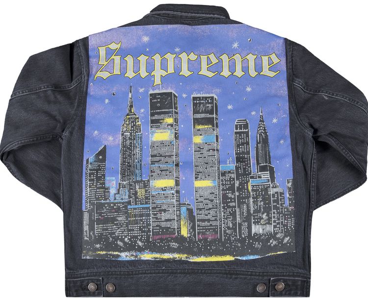 Supreme New York Painted Trucker Jacket Black