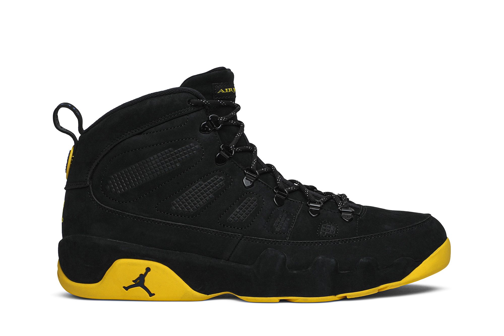 Jordan 9 black white gold 2025