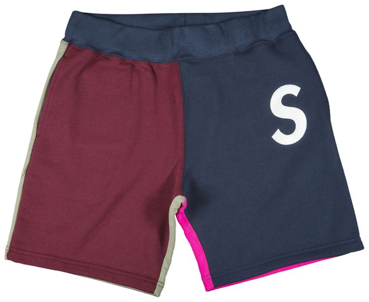 Supreme S Logo Colorblocked Sweatshort Navy