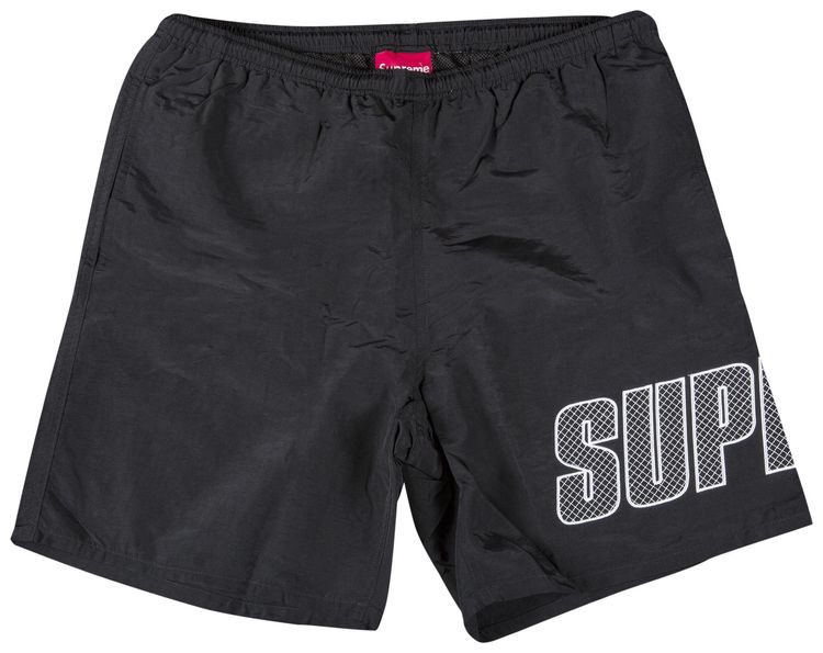 Supreme Logo Applique Water Short Black