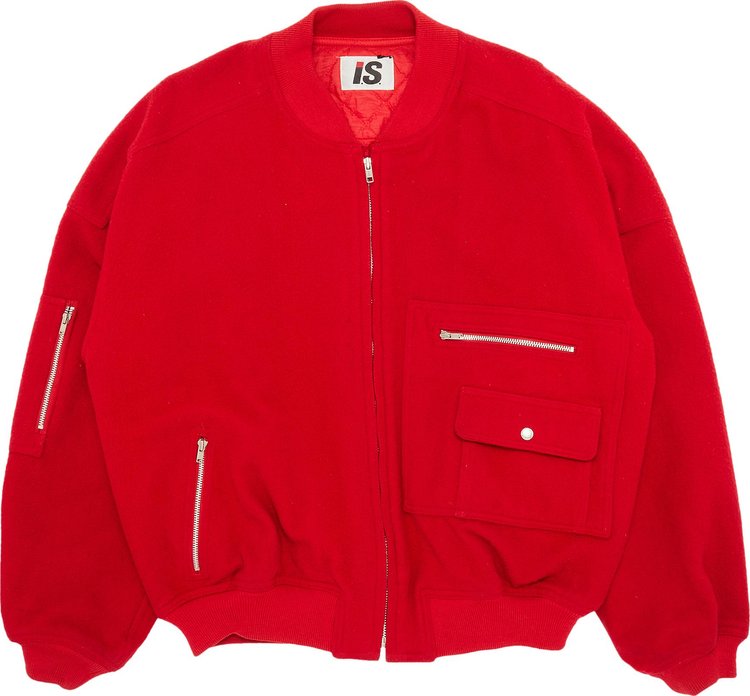 Vintage Issey Miyake Care Label Bomber Jacket In Red