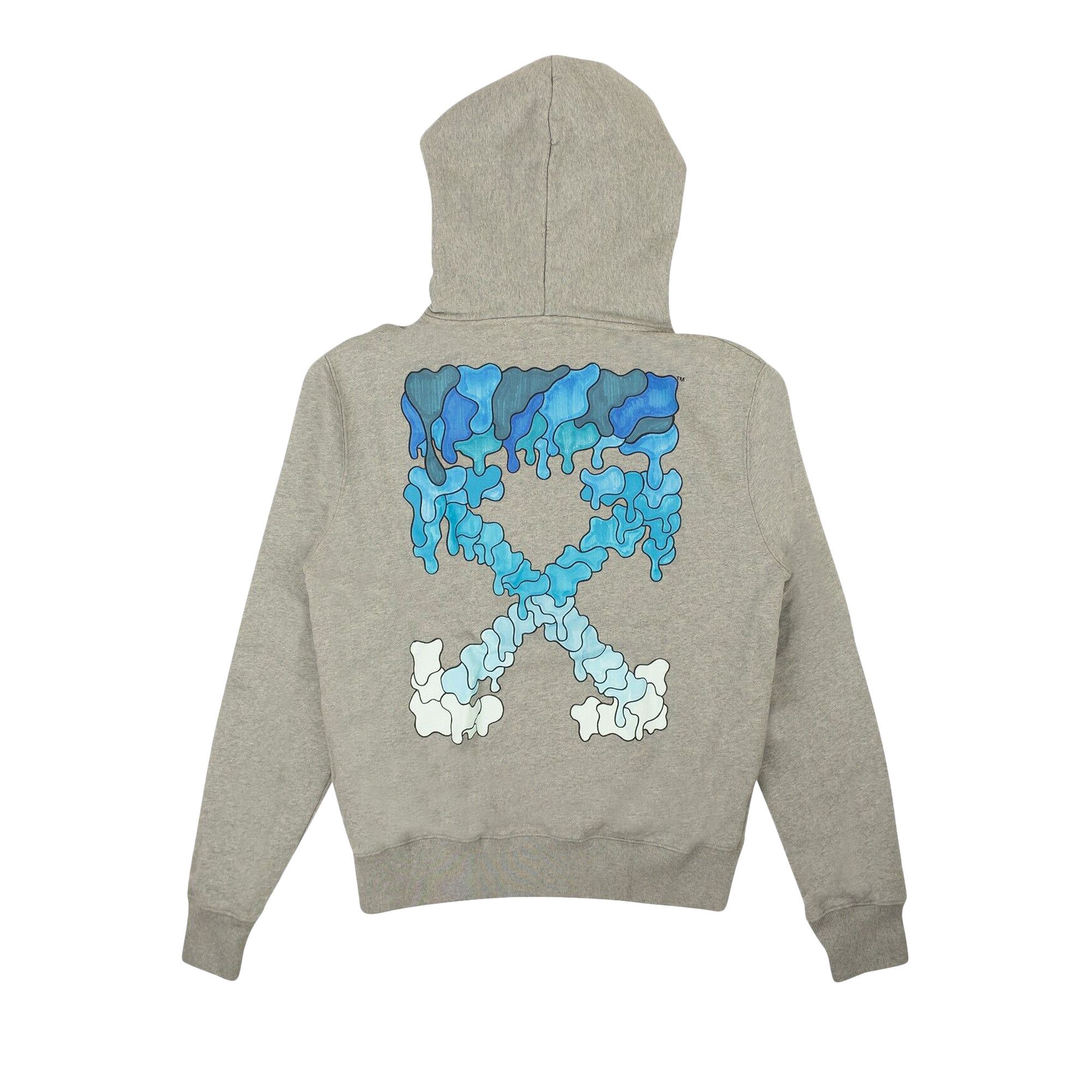 Buy Off White Marker Slim Hoodie Melange Grey Blue OMBB034S21FLE0050845 GOAT UK