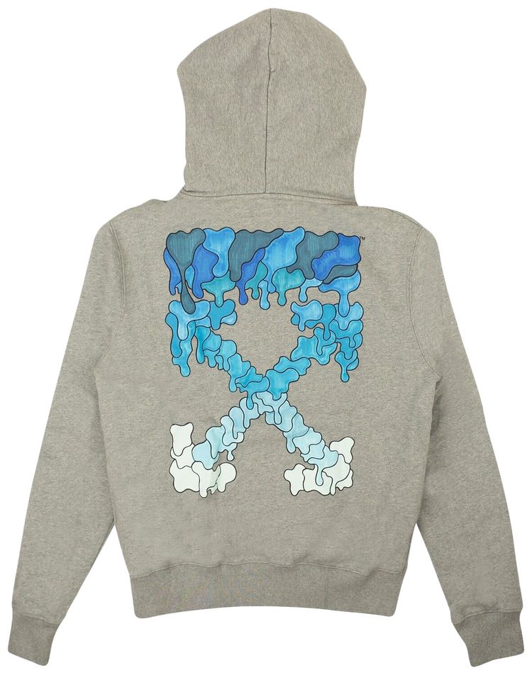 Off White Marker Slim Hoodie Melange GreyBlue