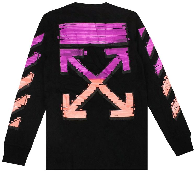 Off White Marker Long Sleeve Tee BlackFuchsia
