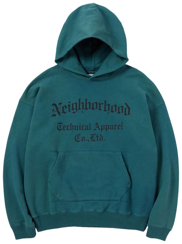 Neighborhood Sulfur Dye S Hooded Long Sleeve Green