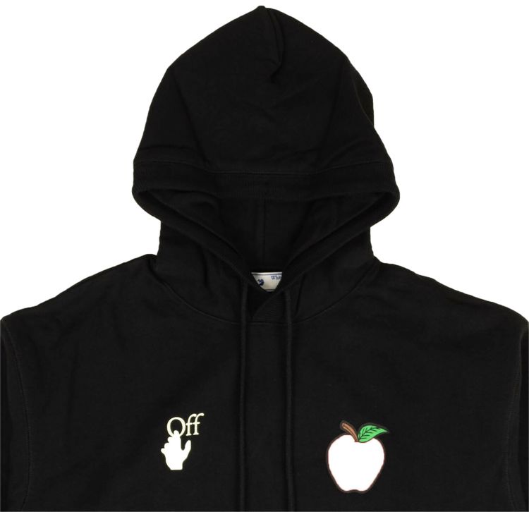 Off White Apple Flatlock Hoodie Black