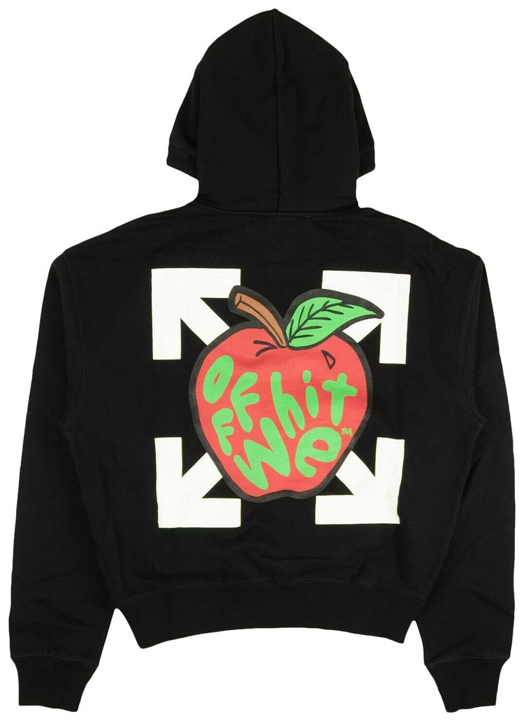 Off White Apple Flatlock Hoodie Black