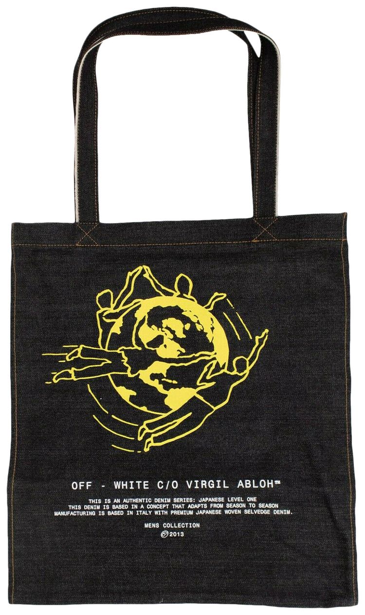 Off White Denim Universal Key Tote Bag Blue