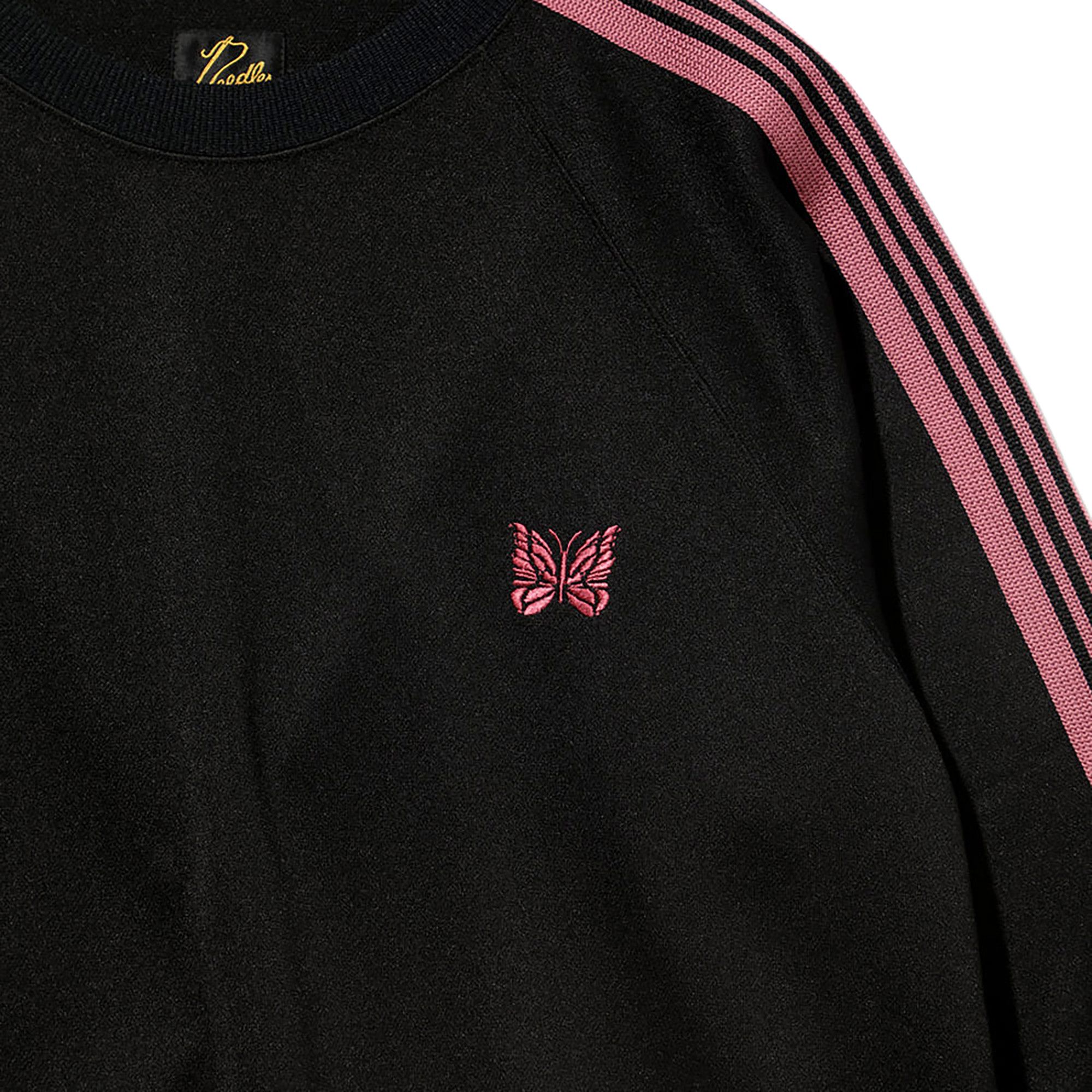 Needles Track Crew Neck Shirt Poly Smooth Black Sweatshirts