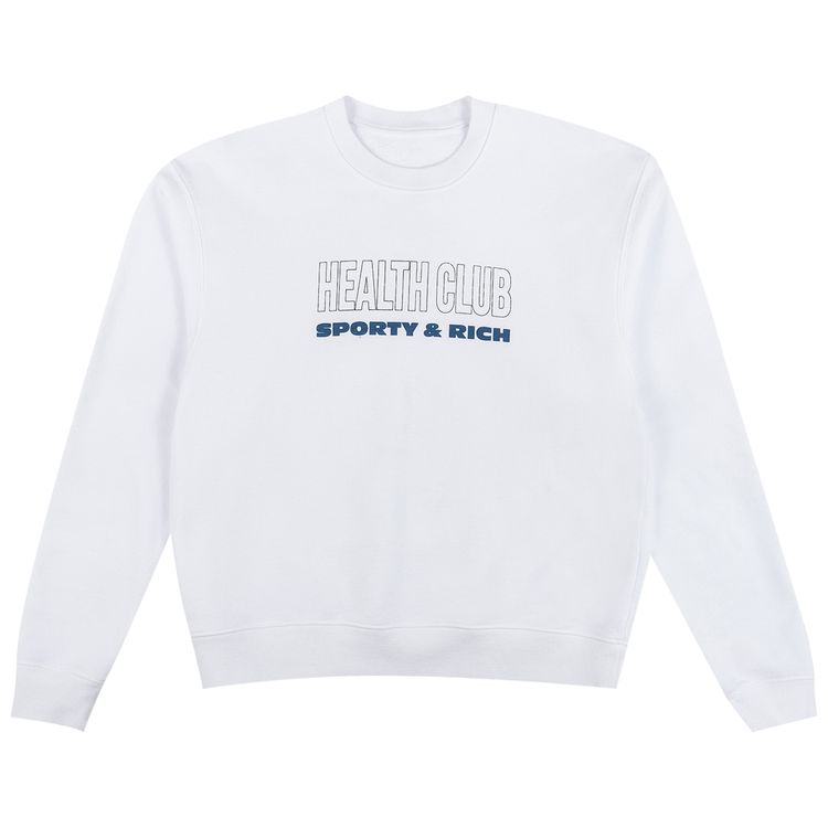 Sporty  Rich Health Club Crewneck WhiteBlack  Blue Print