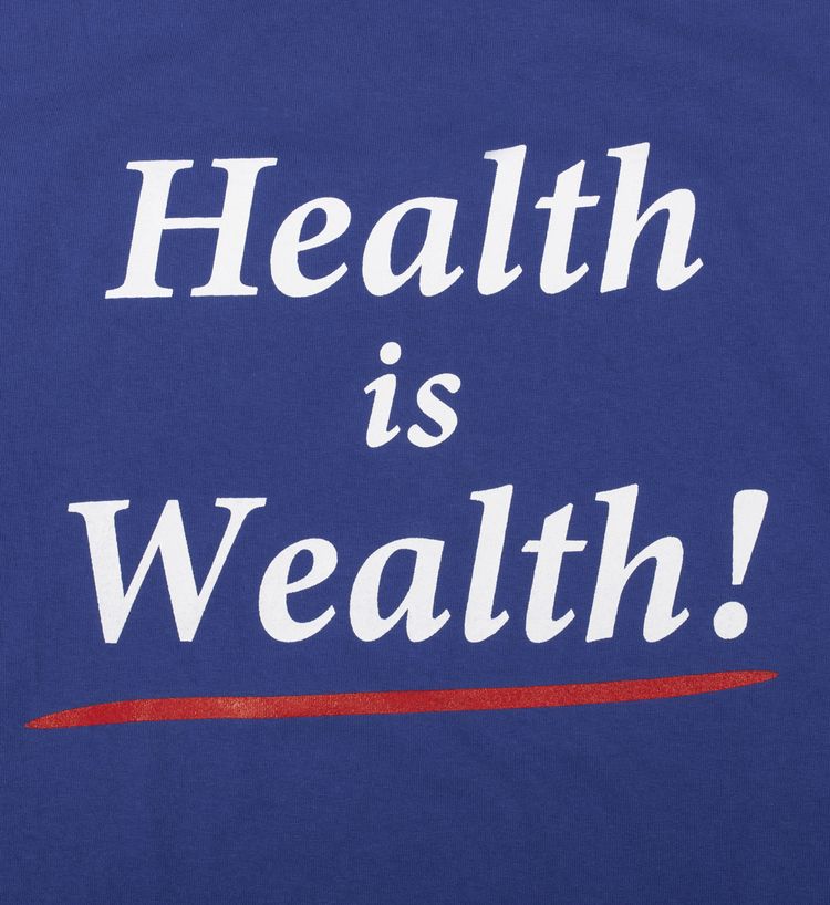 Sporty  Rich Health Is Wealth T Shirt LapisWhite Print