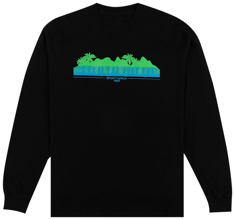 Sporty  Rich Hawaii Run Long Sleeve BlackGreen Print