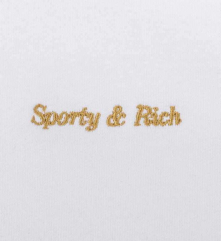 Sporty  Rich Classic Logo Crewneck WhiteGold Embroidery