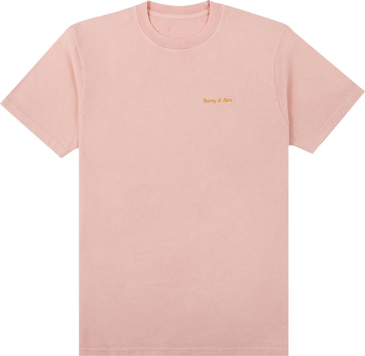 Sporty & Rich Classic Logo T-Shirt 'Powder Pink/Gold Embroidery'