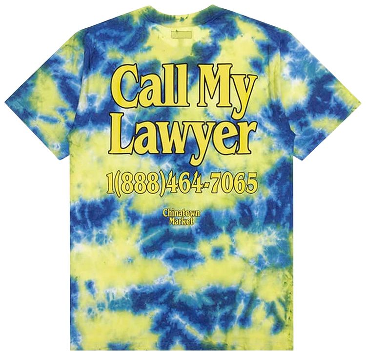 Chinatown Market Call My Lawyer Tie Dye T Shirt Yellow Dye