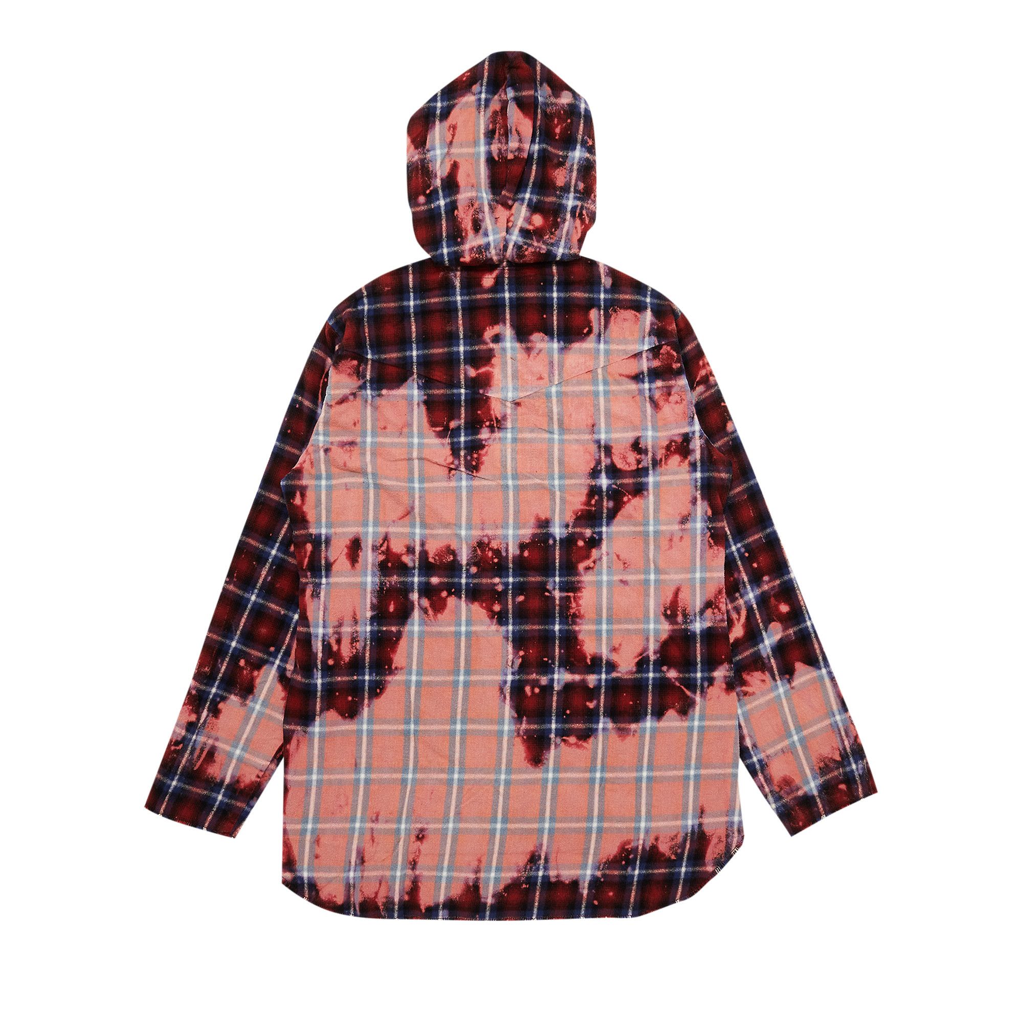 Buy Vlone x CLOT Bleached Hooded Flannel Red Blue LS 5 RED GOAT UK