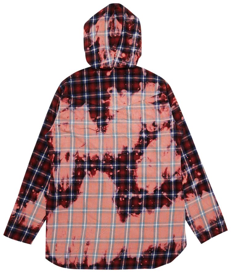 Vlone x CLOT Bleached Hooded Flannel RedBlue