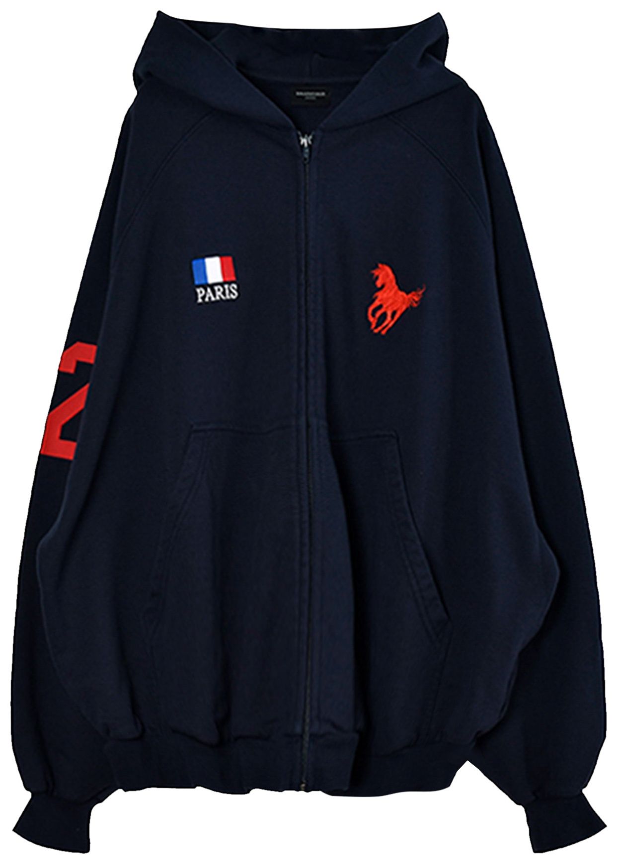 Buy Balenciaga Zip Up Hoodie 'Dark Navy' - 720425 TNVD4 4100 | GOAT