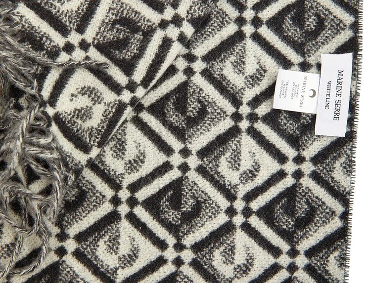 Marine Serre Moonogram Fringed Scarf Black