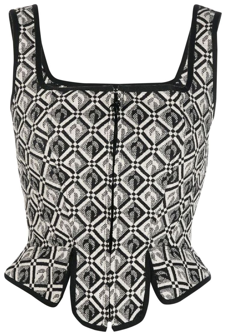 Marine Serre Moon Diamant Zipped Corset Black