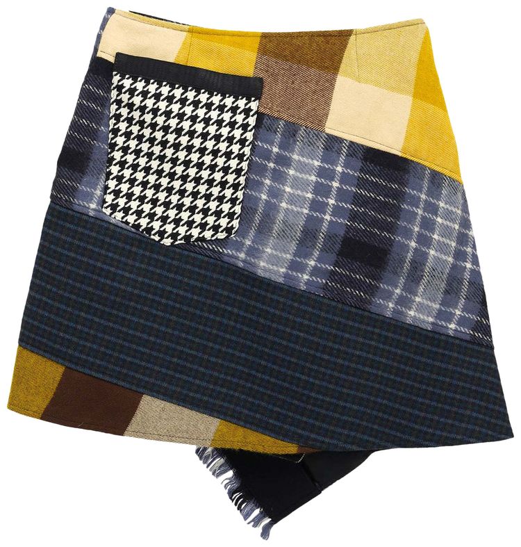 Marine Serre Clashing Tartans Wrap Mini Skirt Blue