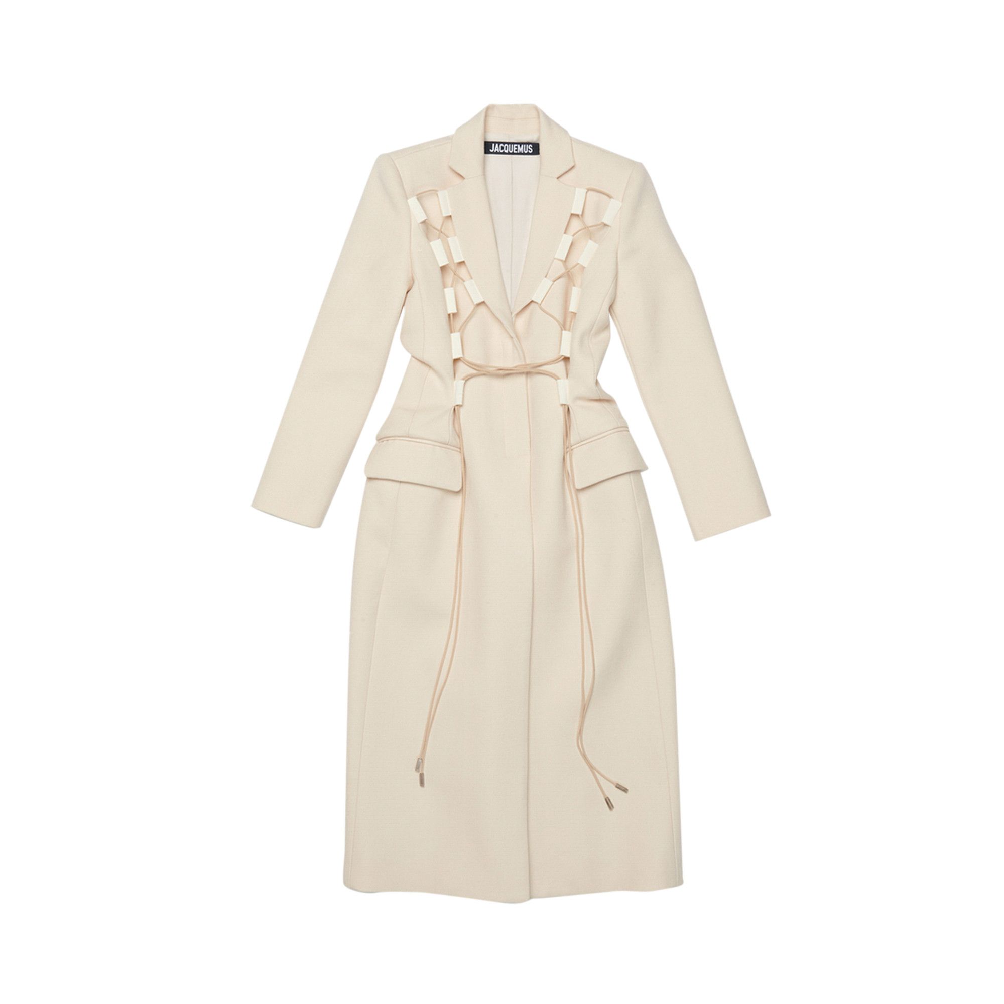 ★JACQUEMUS★ LE MANTEAU LACCIU レースアップ ウール コート JACQUEMUS Le Manteau Lacciu in Light Beige | FWRD