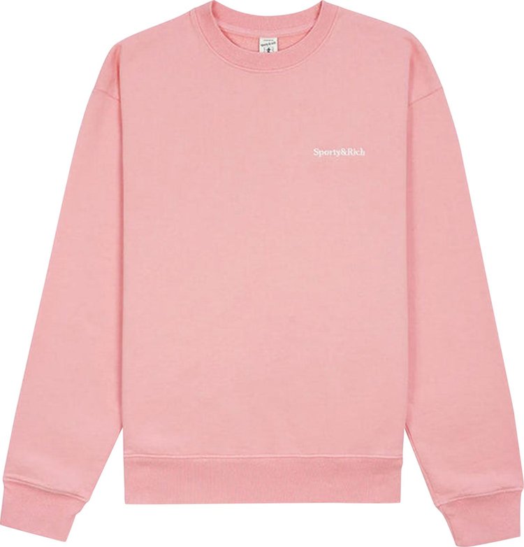 Sporty & Rich Serif Embroidered Crewneck 'Rose/White'