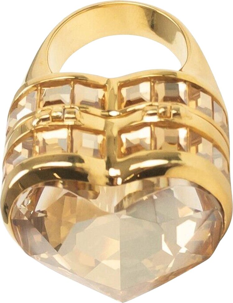 Ambush Clear Heart Box Crystal Ring 'Gold'