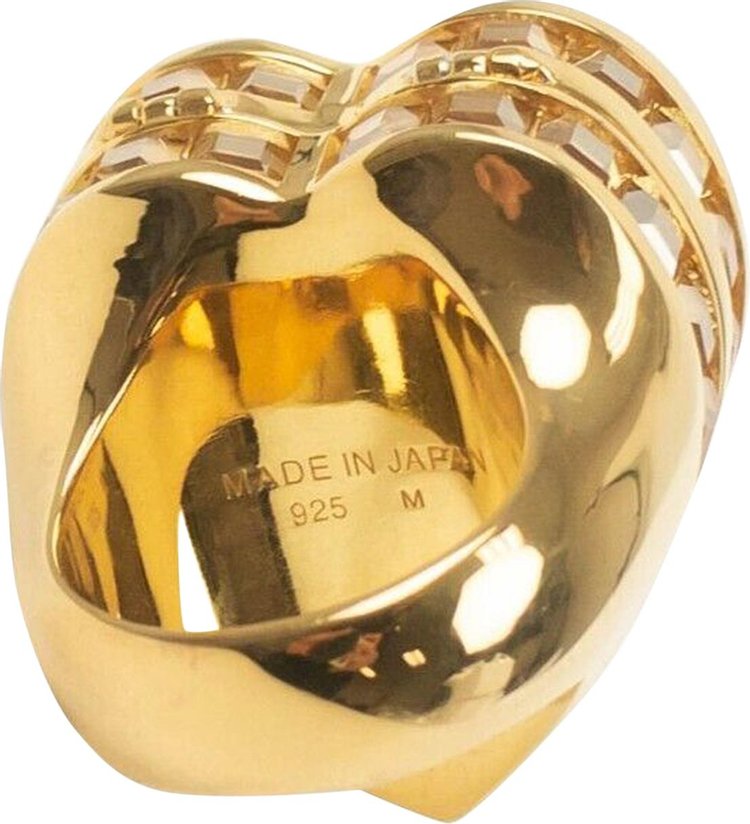 Ambush Clear Heart Box Crystal Ring Gold