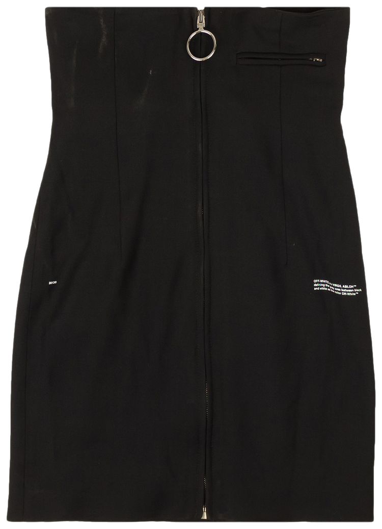 Off White High Waisted Pencil Skirt Black