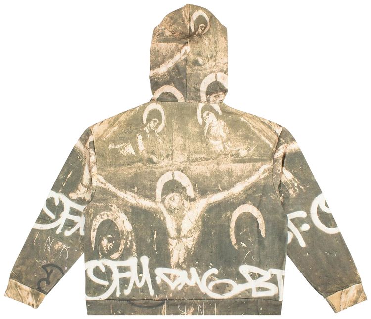 Who Decides War Throw Crucifix Hoodie Green