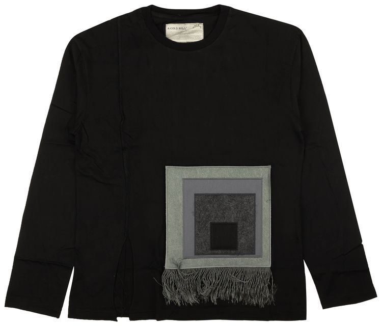 A Cold Wall Fringe Patch Long Sleeve T Shirt Black